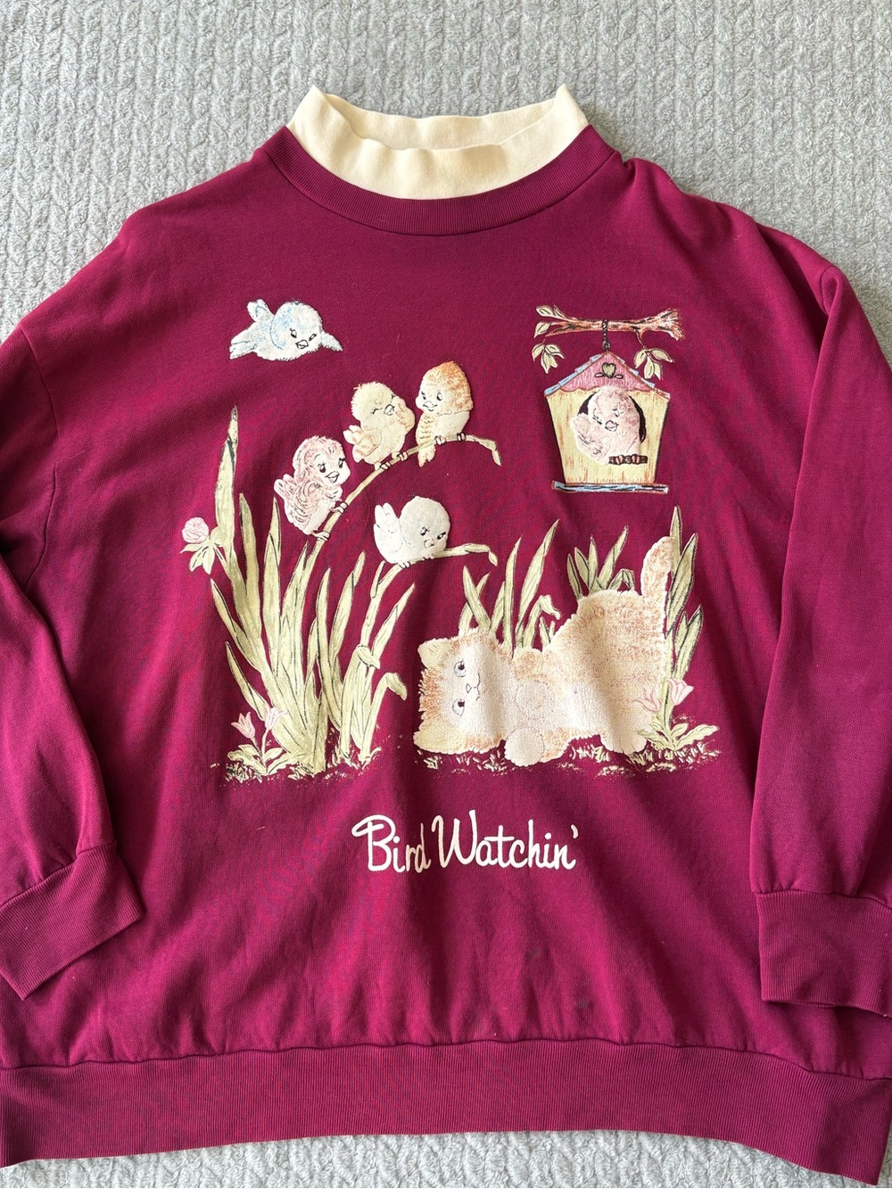 Vintage 90s Basic Editions Bird Watchin Cat Graphic Sweatshirt